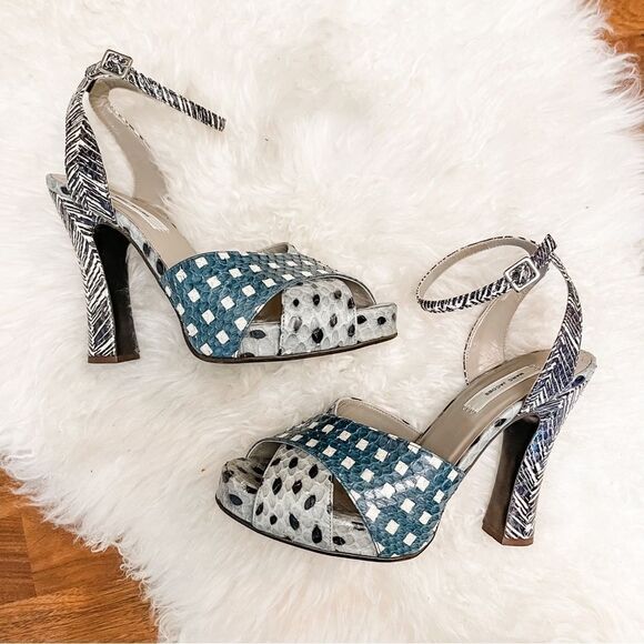 🍋 Marc Jacobs • Women’s Elap Sandals Python Printed w/Ankle Strap Size 36.5 - Picture 2 of 11
